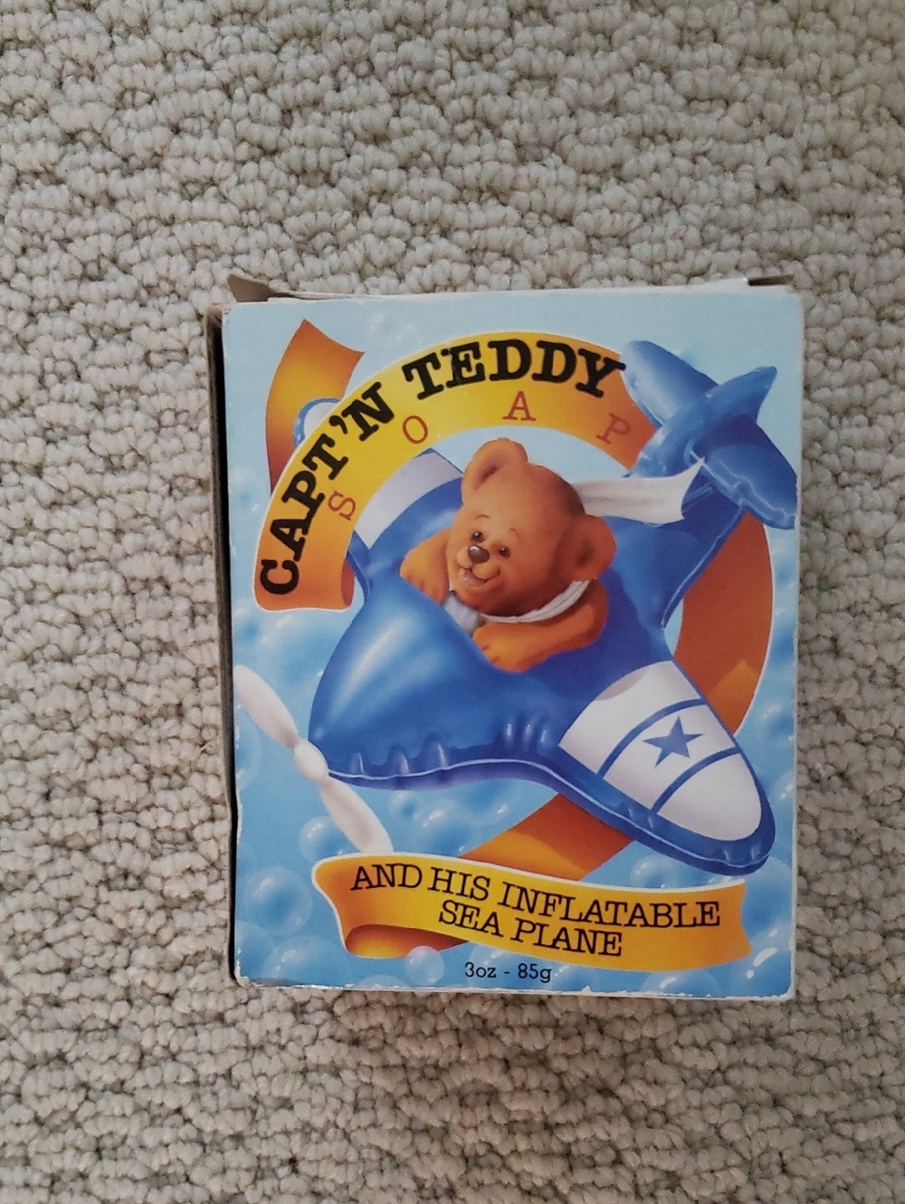 Avon Capt'n Teddy Blue and White Inflatable Sea Plane  And Bear Shaped Soap